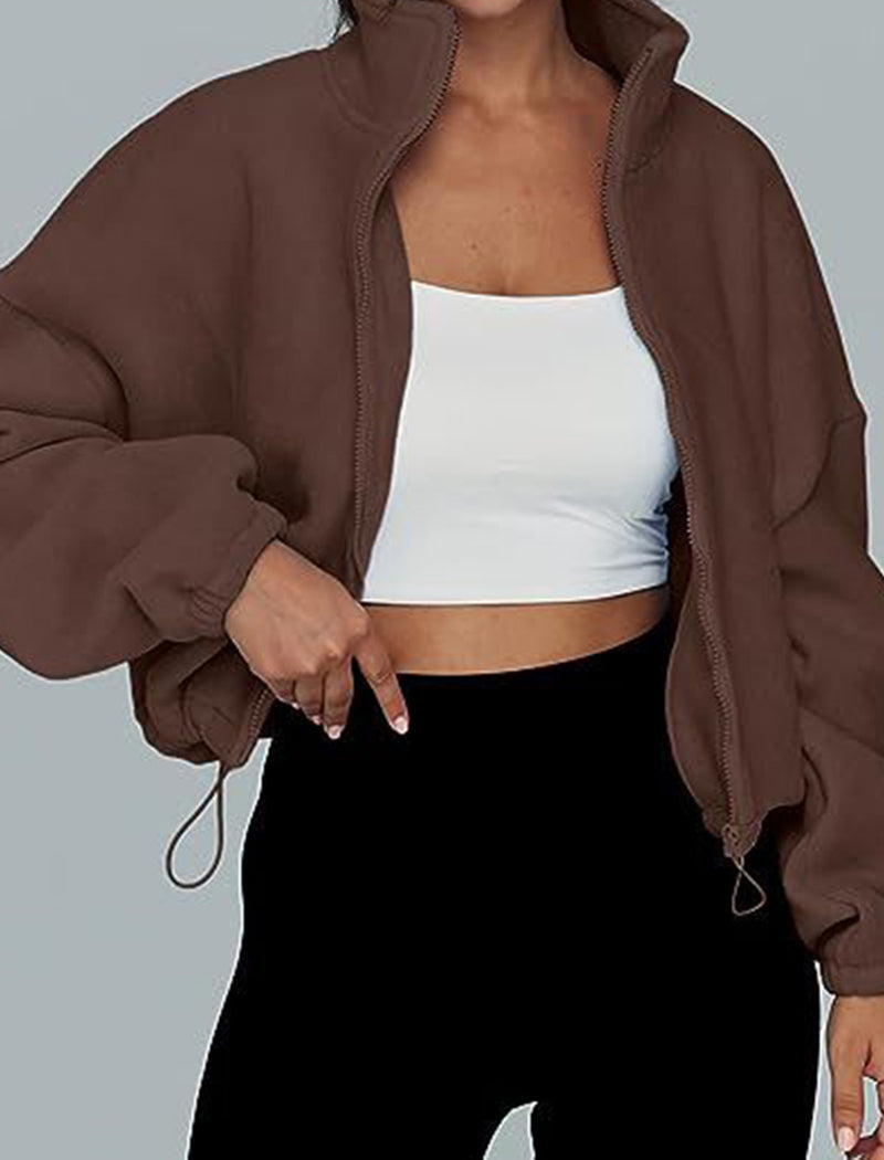Zip-Up Cropped Pullover