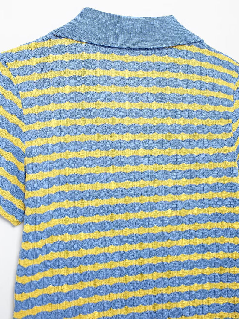 Striped Polo Collar Top