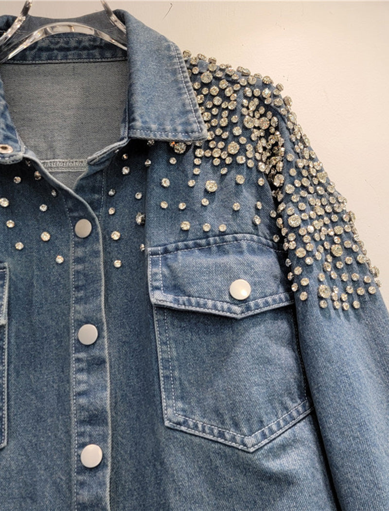 Embellished Oversized Denim Shirt