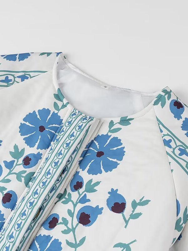 Floral Belted Quilted Jacket