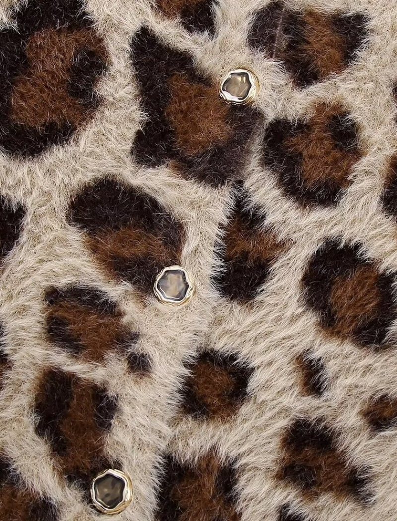 Leopard Print Button-Up Cardigan