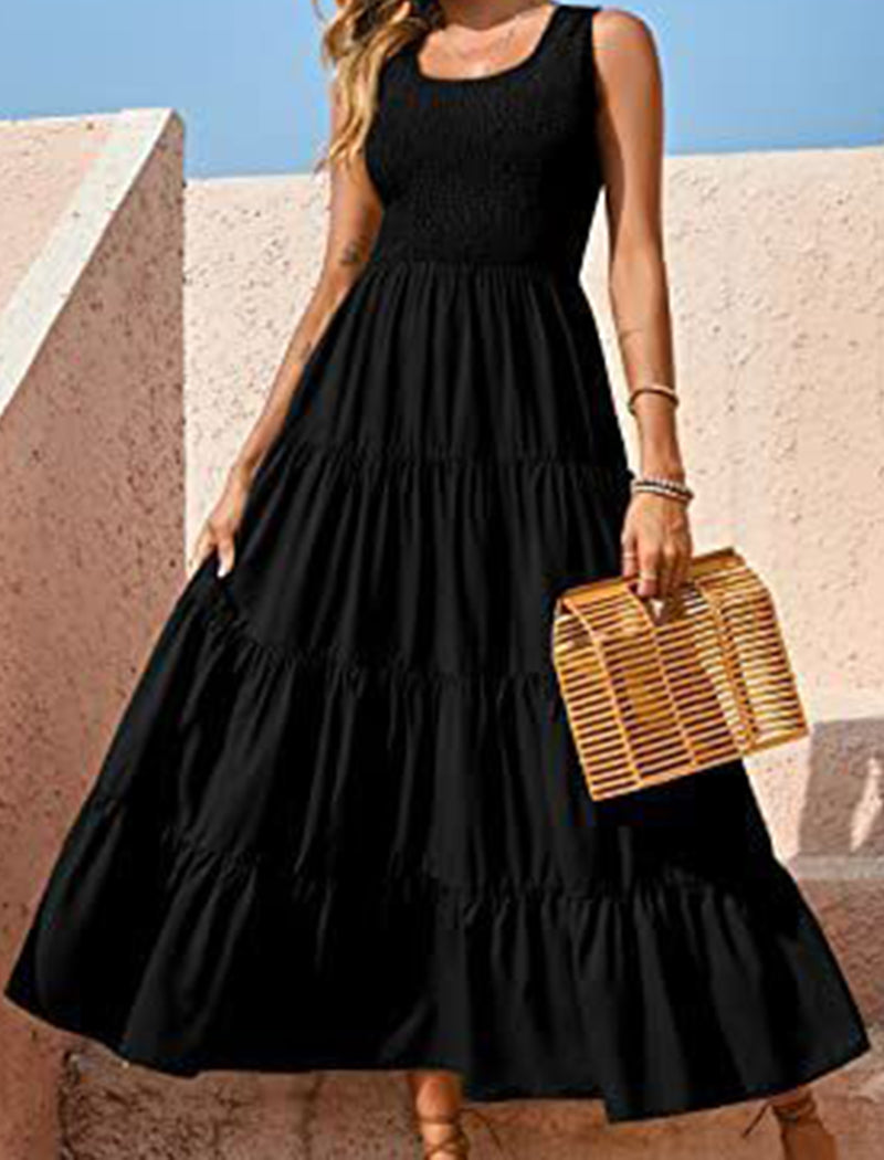 Sleeveless Crochet Tiered Maxi Dress