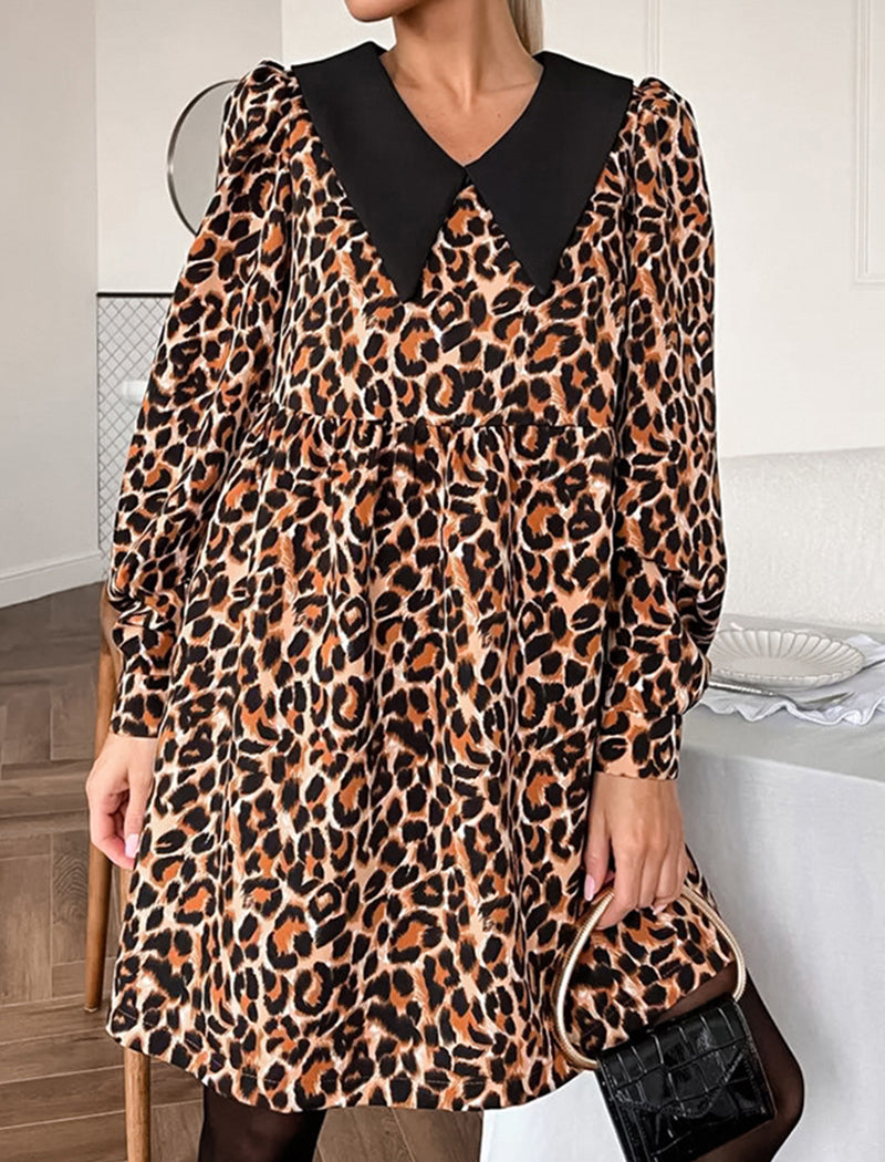 Leopard Print High-Waist Dress