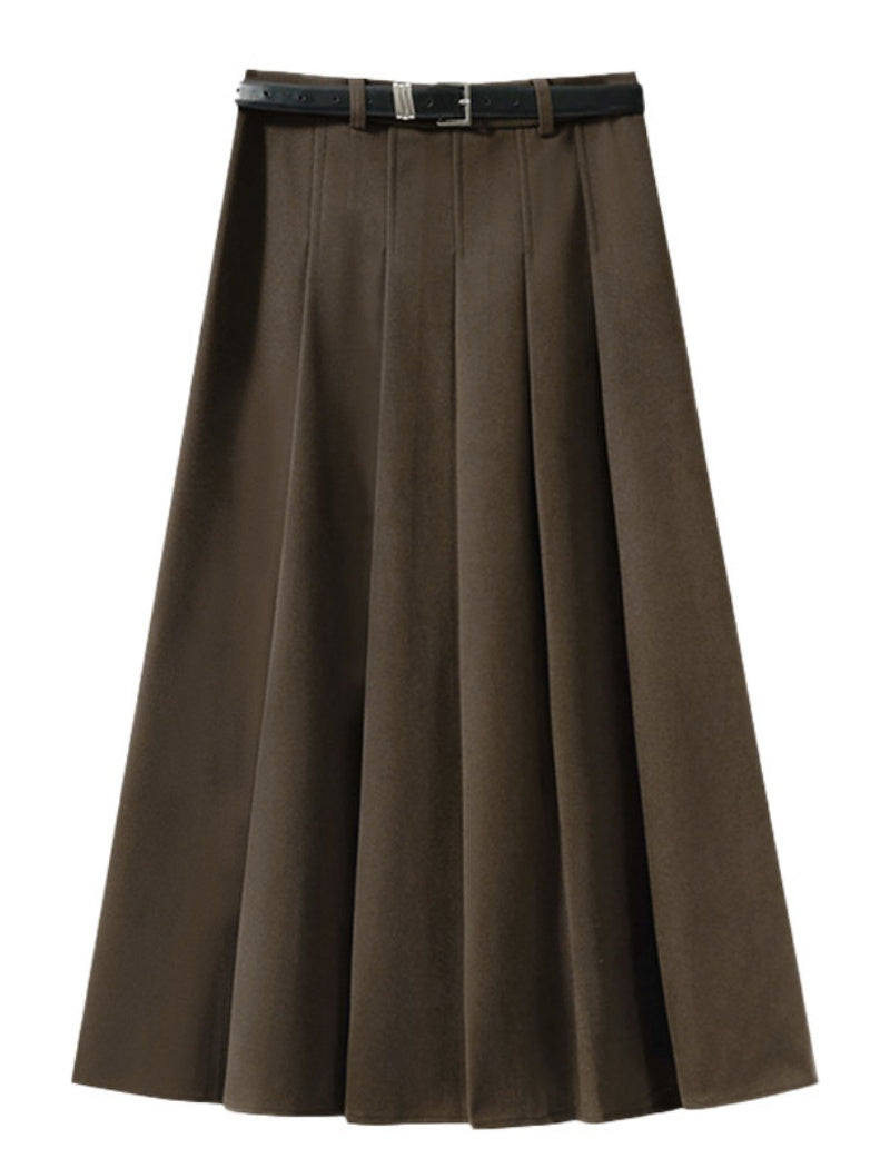 Pleated Midi Skirt with Belt Loops