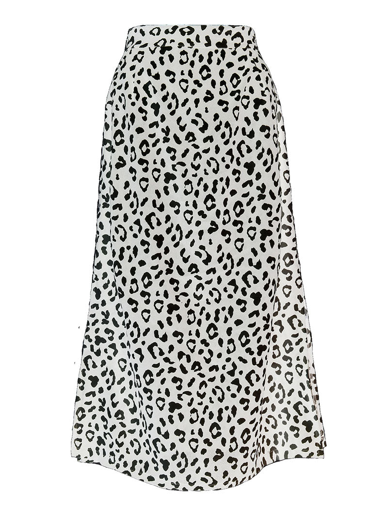 Animal Print Midi Skirt with Side Slit