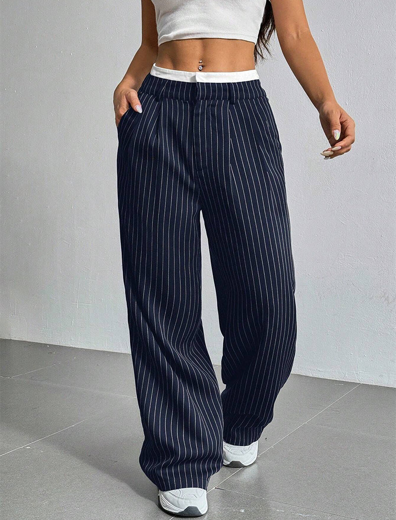 Wide-Leg Striped Pants
