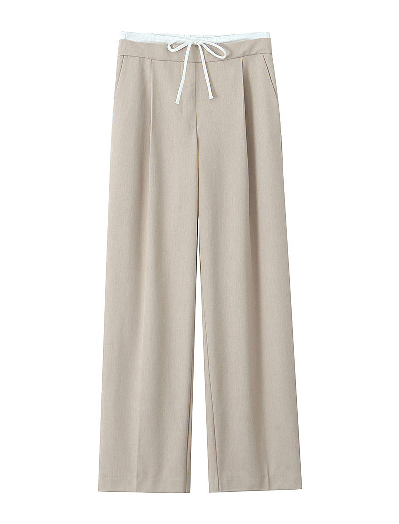 High-Waisted Wide Leg Drawstring Pants