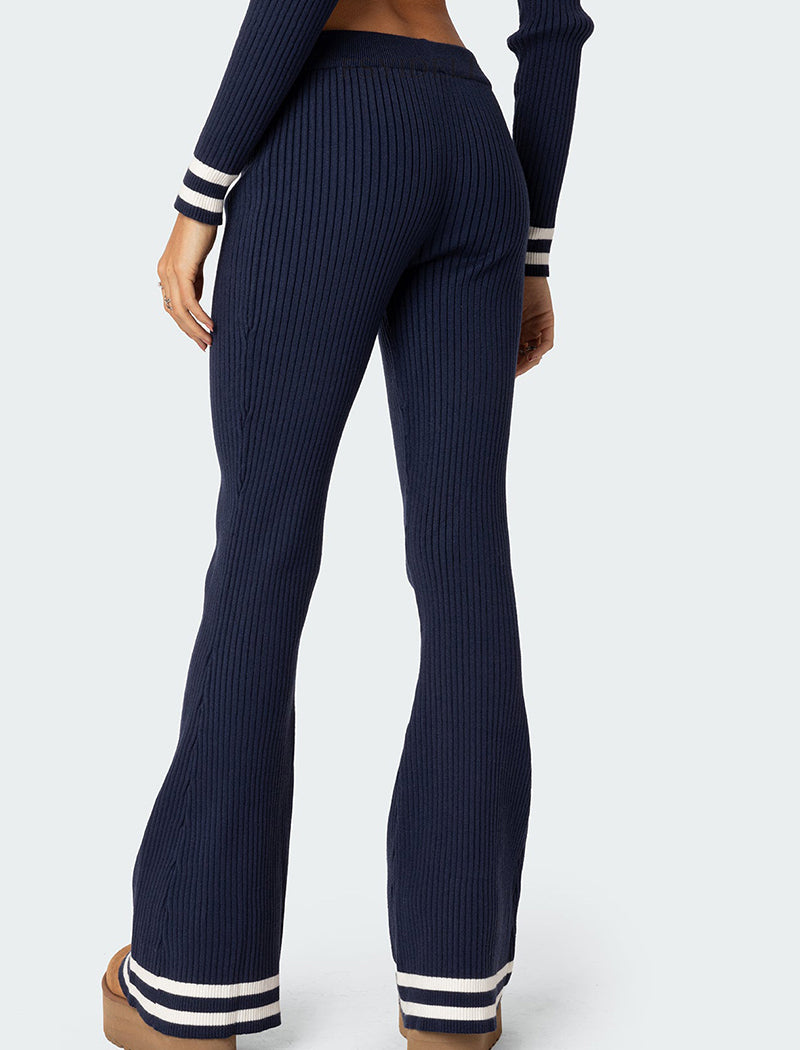 Zipper Cropped Top and Wide-Leg Pants Set