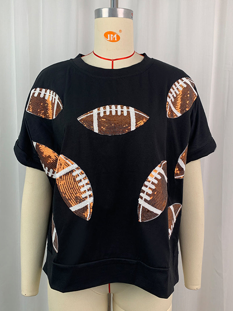 Sequin Football Graphic Tee