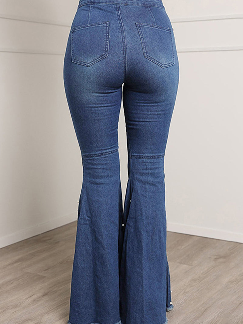 High-Waist Bead Flared Jeans