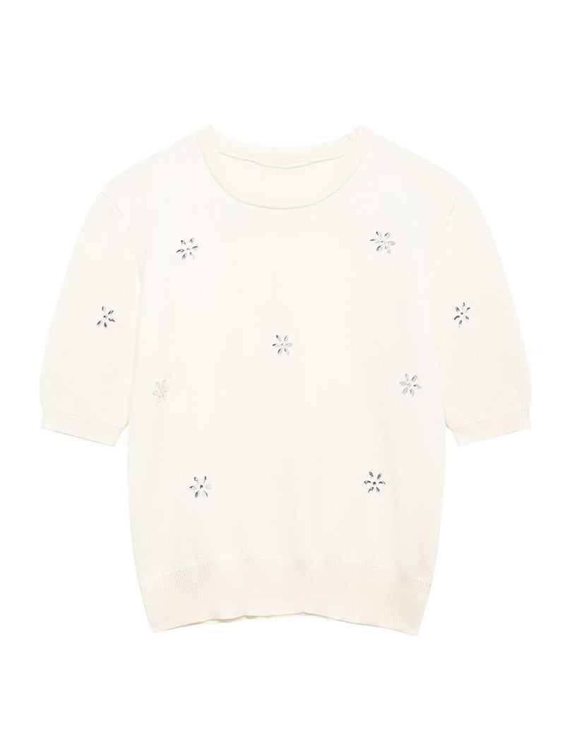 Jewel-Embellished Knit Top