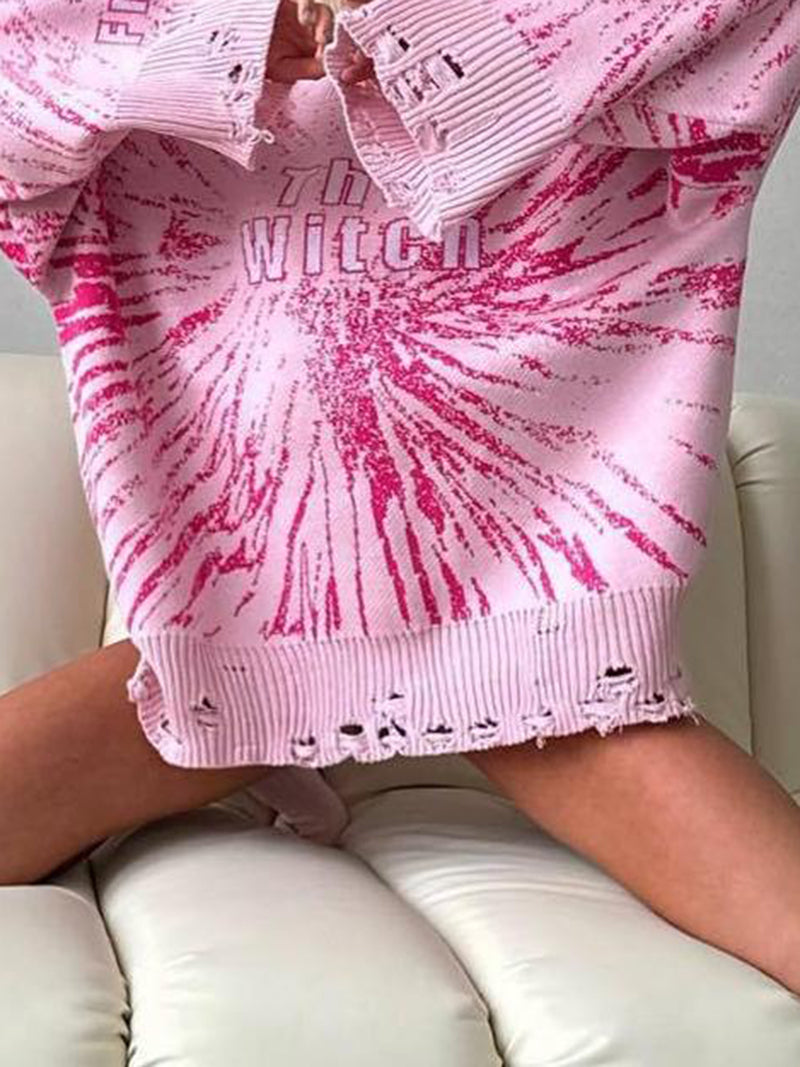 Oversized Distressed Graphic Sweater