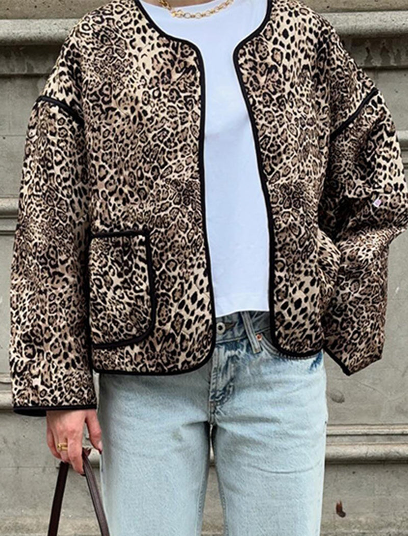 Leopard Quilted Bomber Jacket