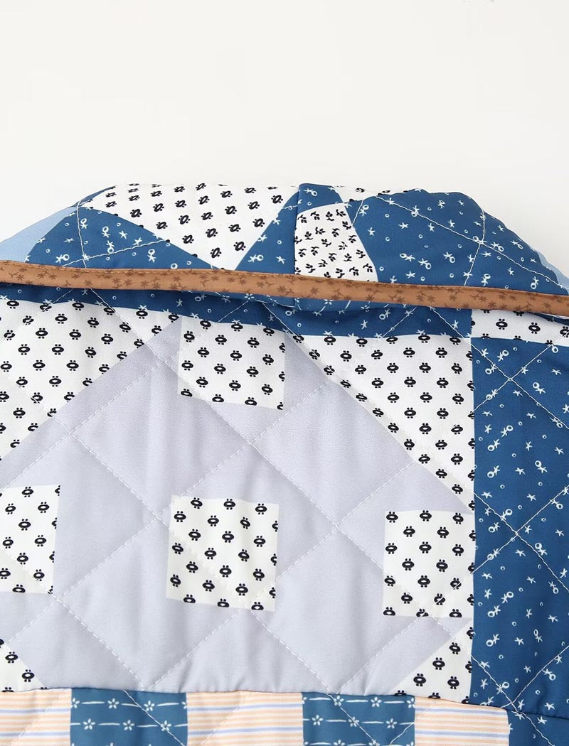 Quilted Patchwork Open-Front Jacket