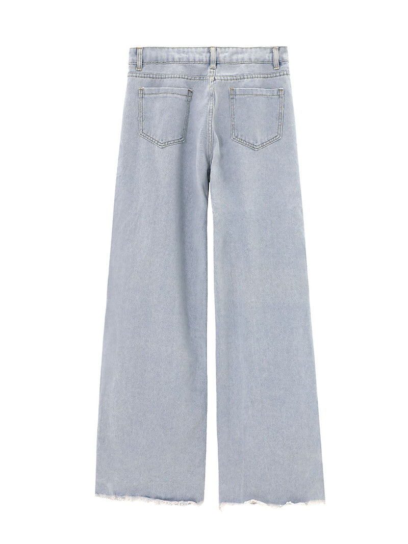 Side-Slit Chain-Detail Denim Pants