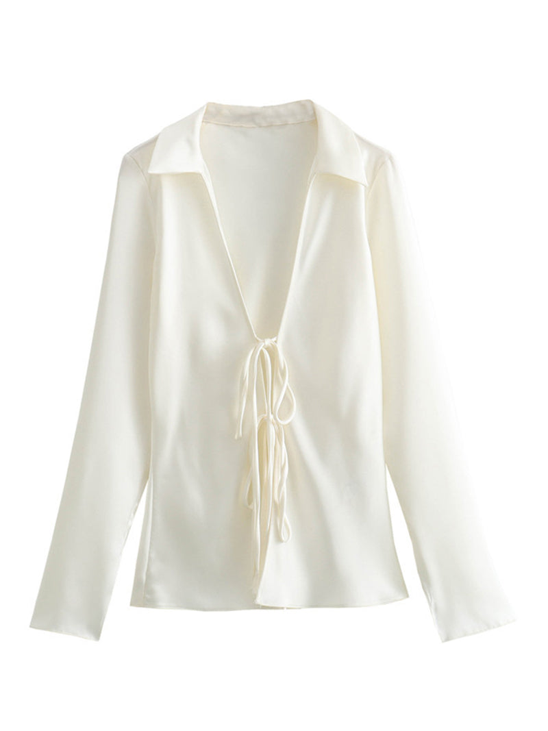 Tie-Front V-Neck Blouse