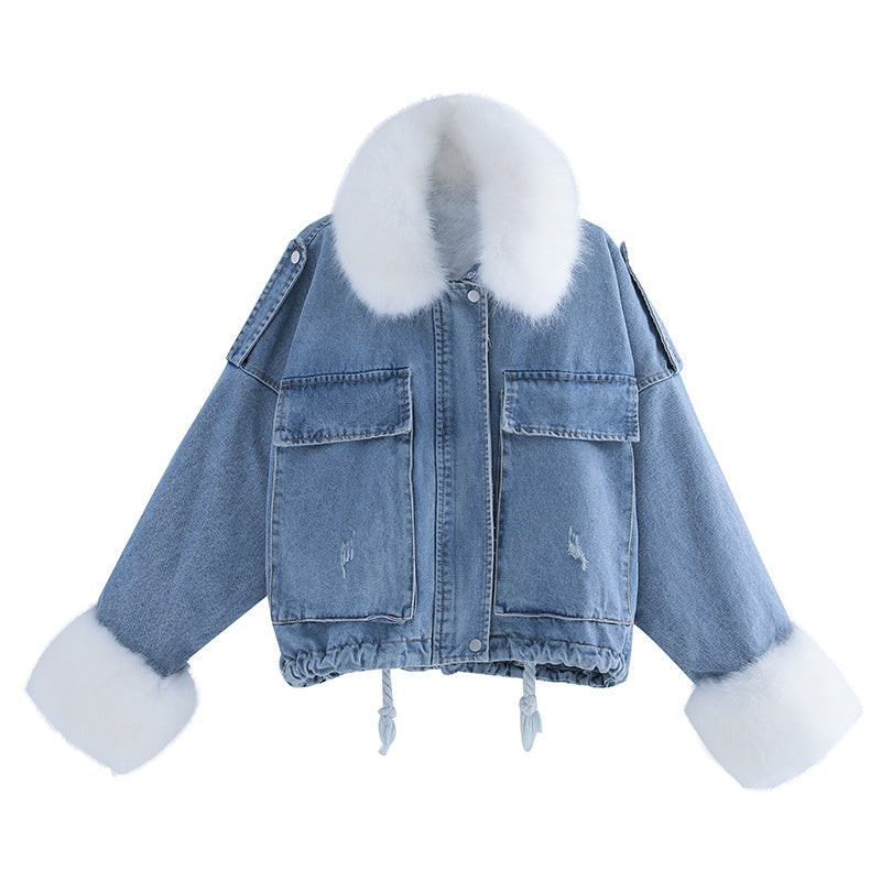 Faux Fur Trimmed Denim Jacket