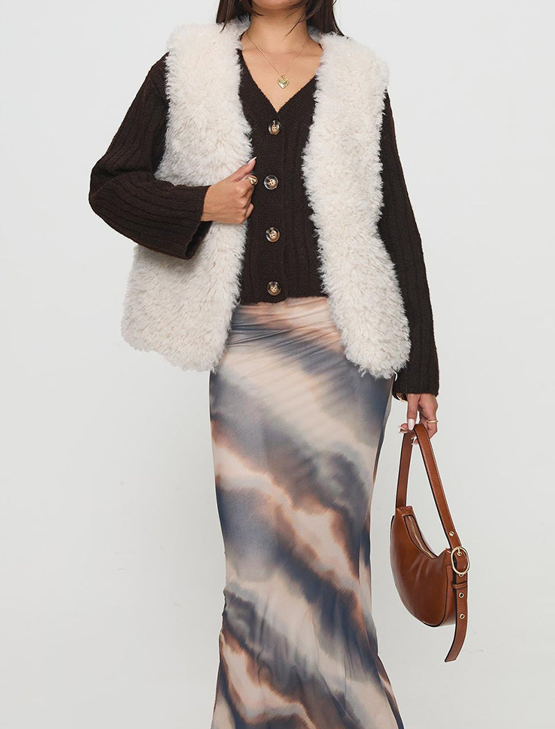 Fuzzy Sleeveless Open-Front Vest