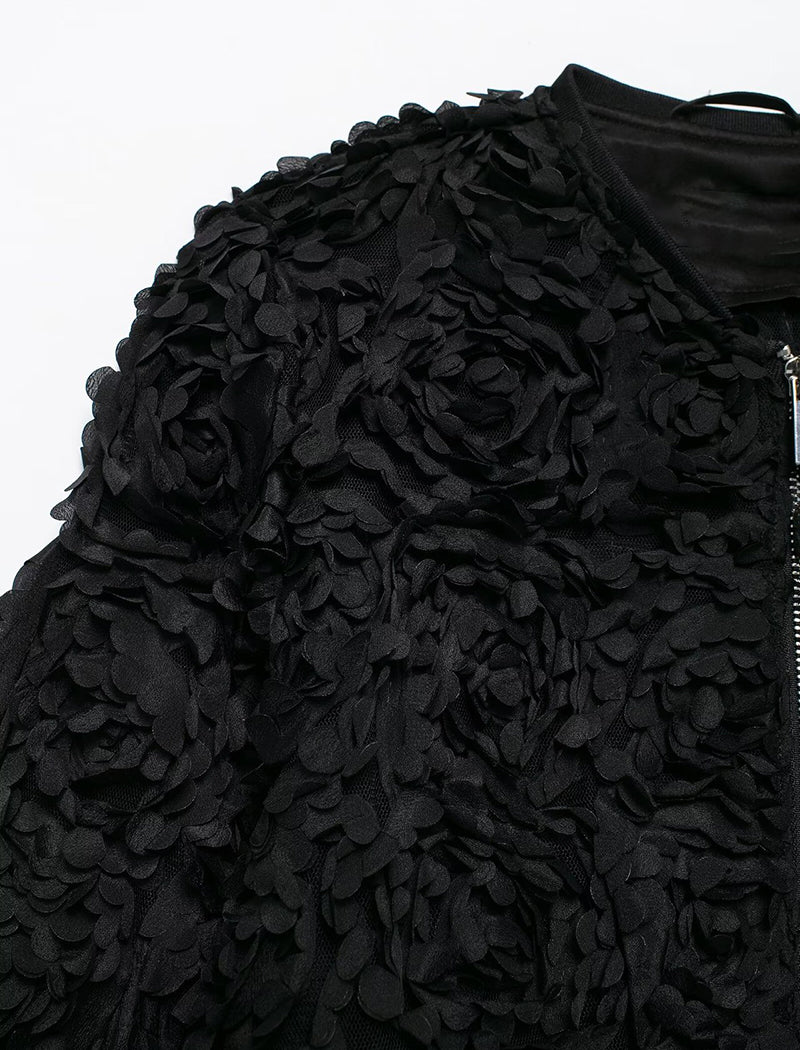 Textured Floral Bomber Jacket