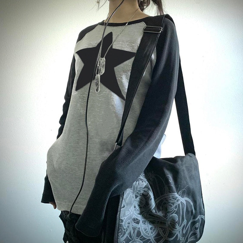 Star Print Long Sleeve Top