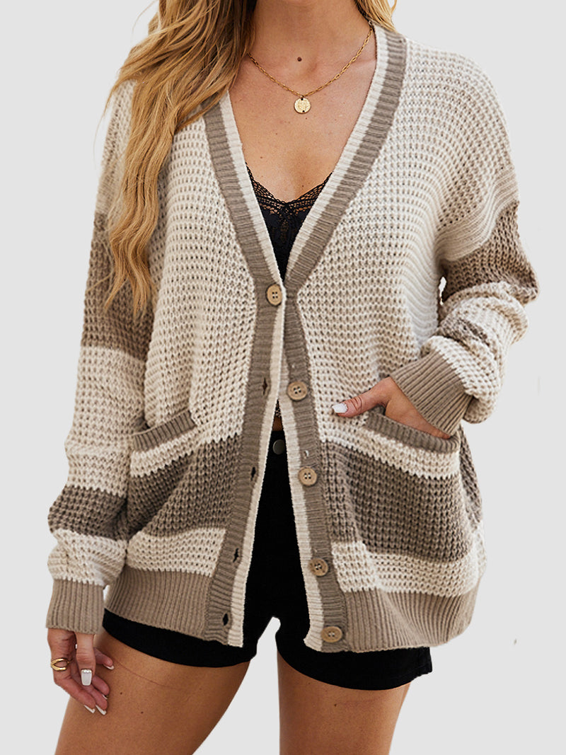Striped Button-Up Cardigan