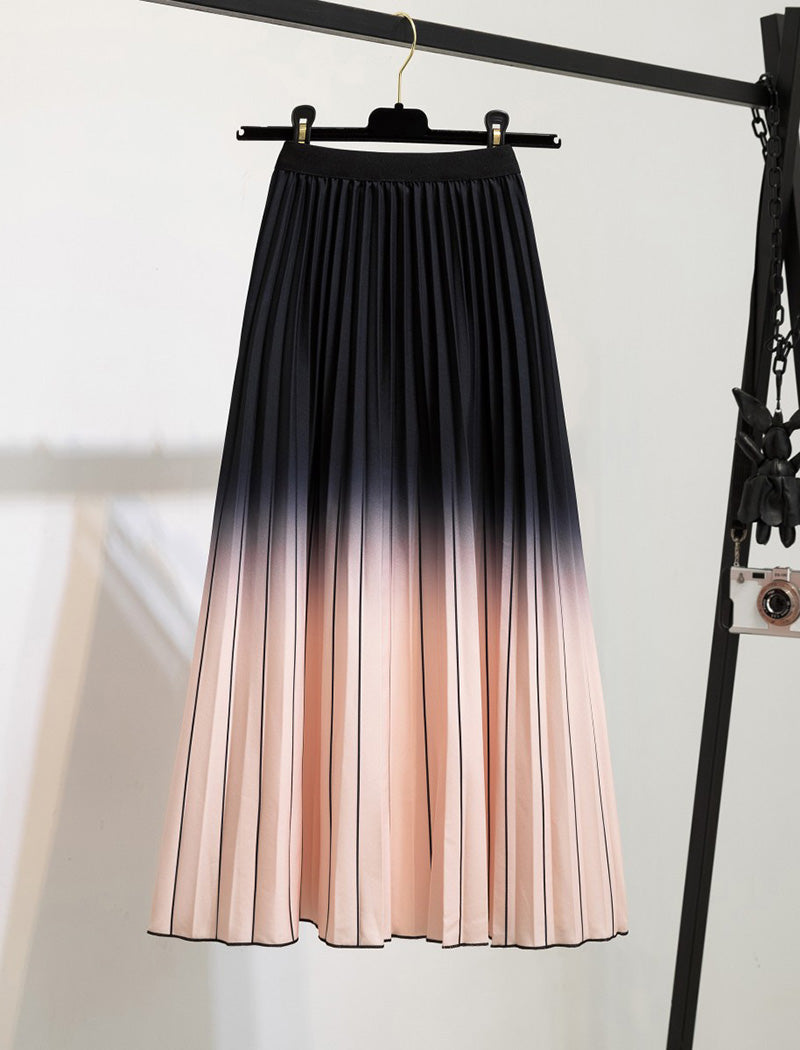 Animal Print Pleated Midi Skirt