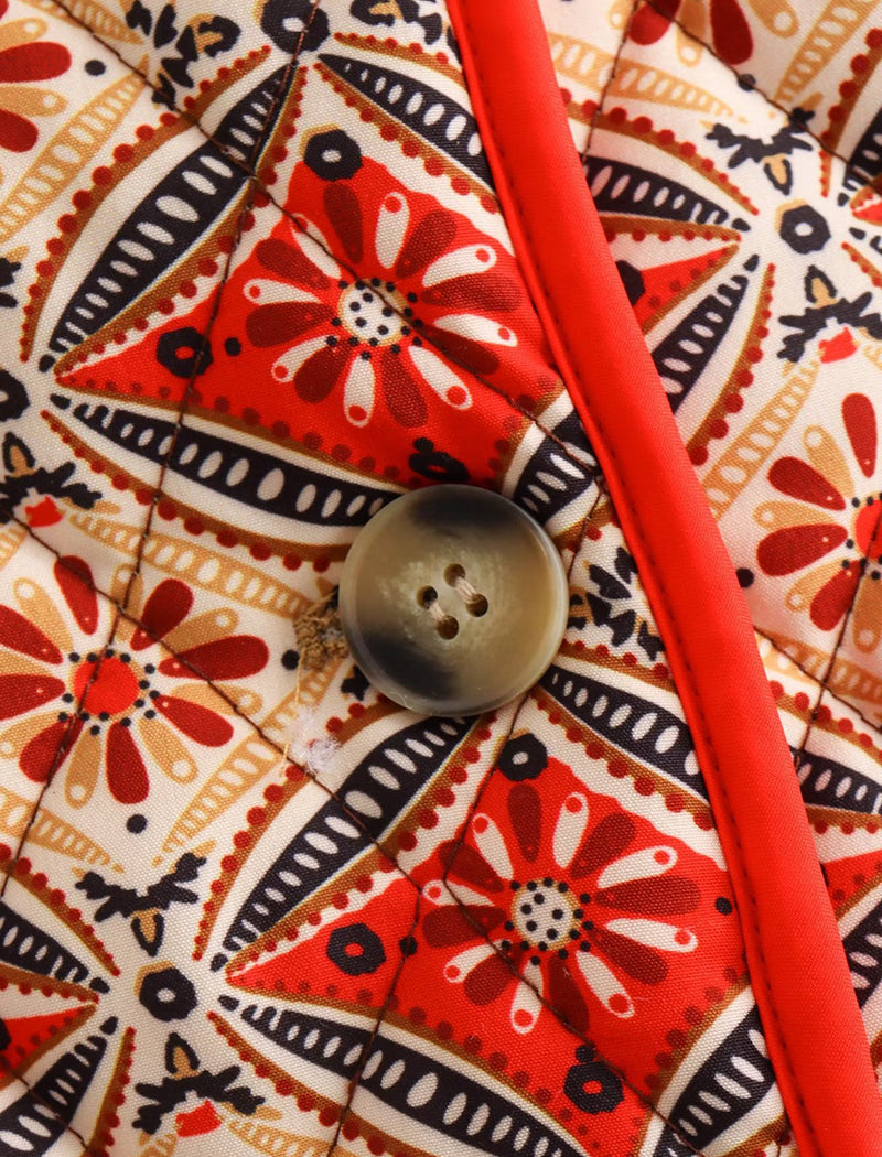 Button-Detail Floral Crewneck Cardigan