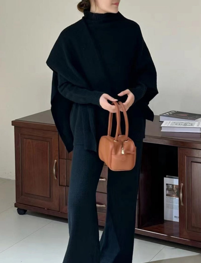 High-Neck Lounge Set with Layered Top