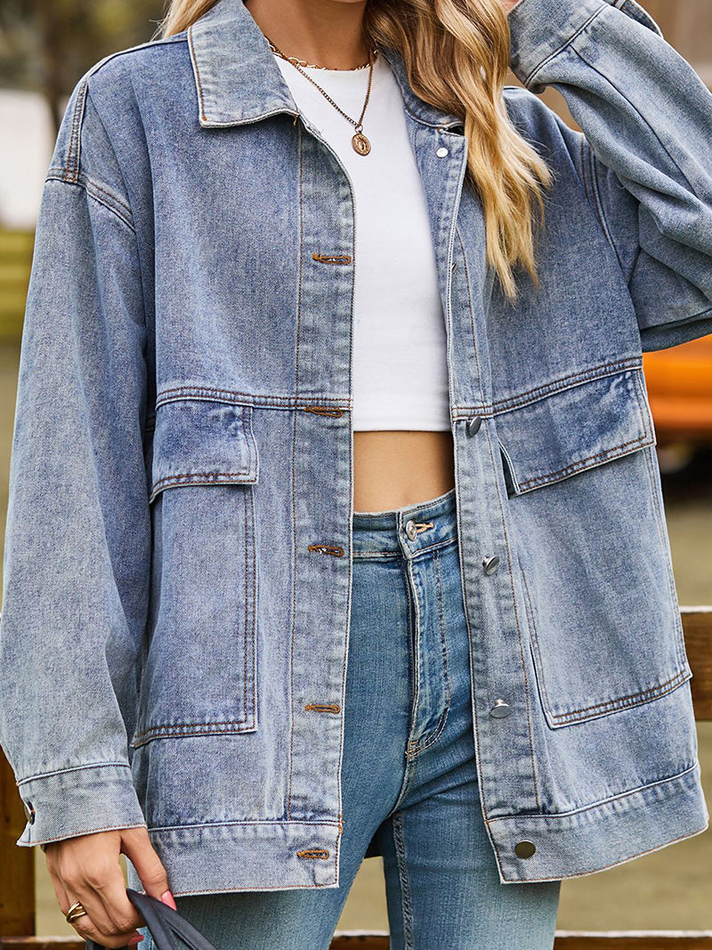 Oversized Button-Up Denim Jacket