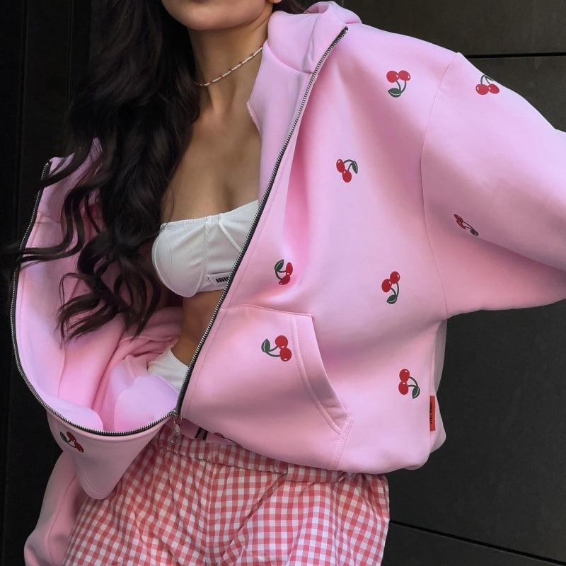 Oversized Hooded Zip-Up Jacket