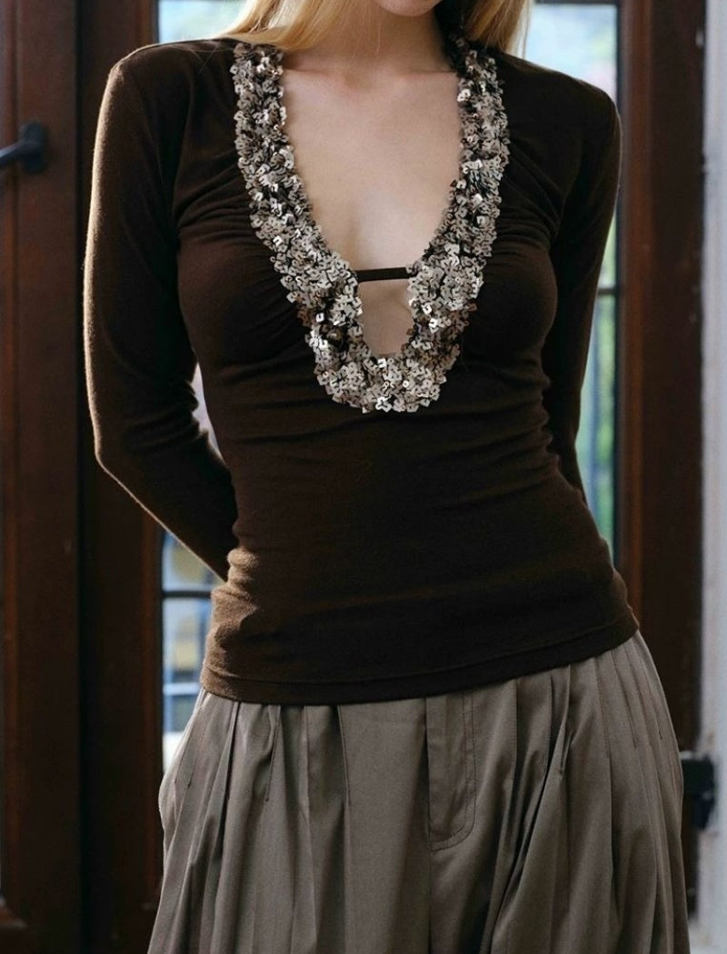 Embellished Long Sleeve Top