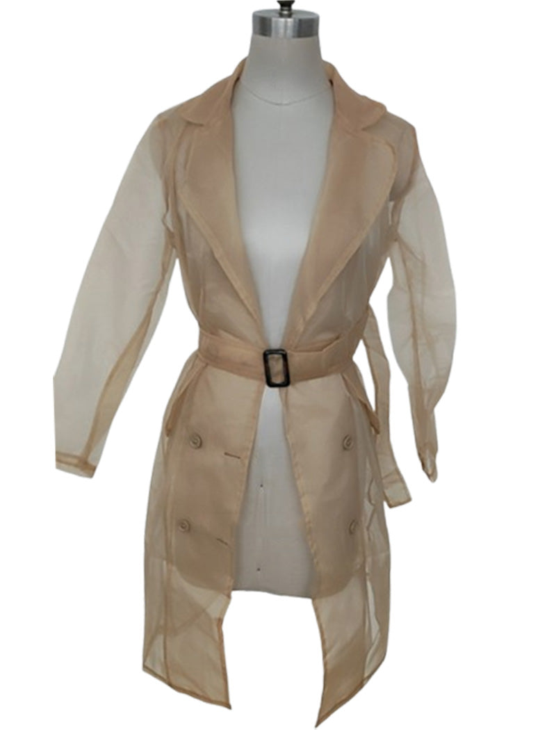 Sheer Mesh Belted Cardigan