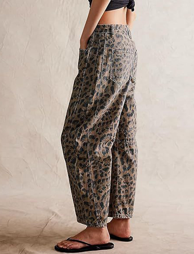 Wide Leg Leopard Print Pants
