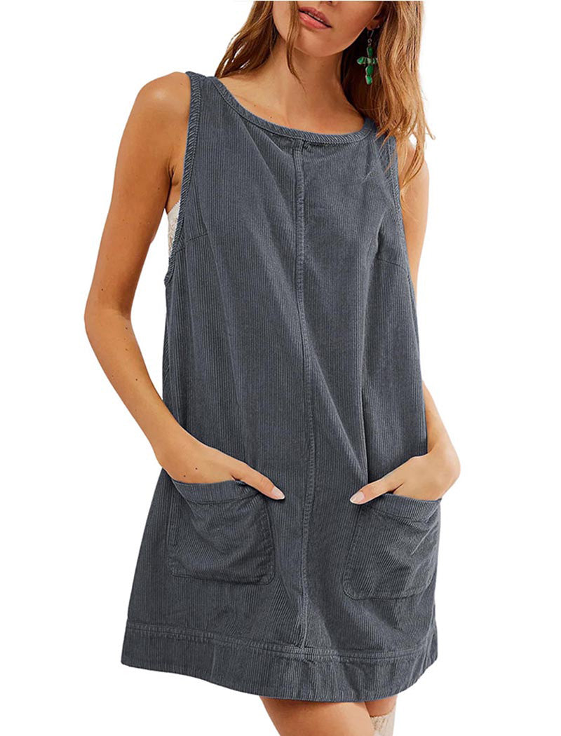 Sleeveless Corduroy Mini Dress