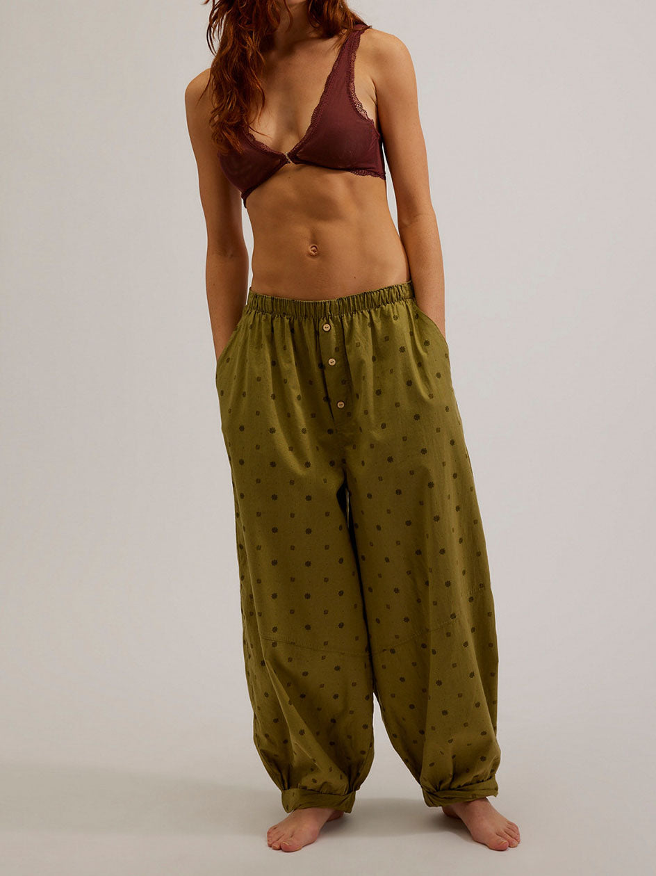 Floral Print Buttoned Pants