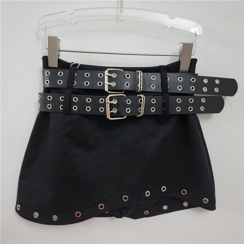 Leopard Print Belted Mini Skirt