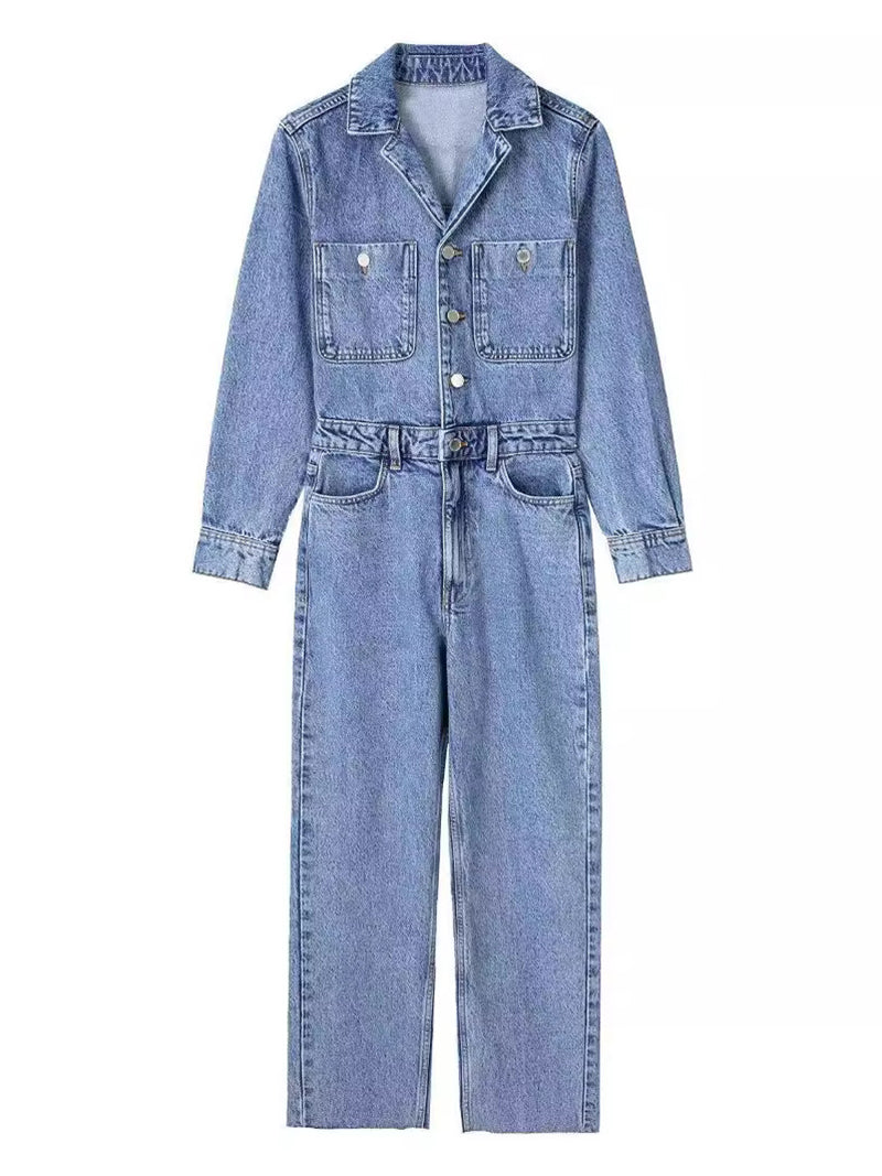 Buttoned Denim Jumpsuit