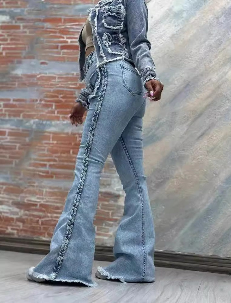 Distressed Flared Denim Pants