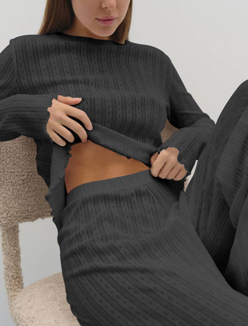 Ribbed Lounge Set with Long Sleeves
