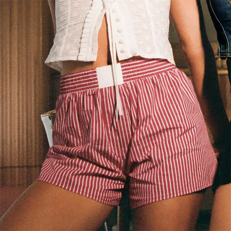 Striped Elastic Waist Shorts