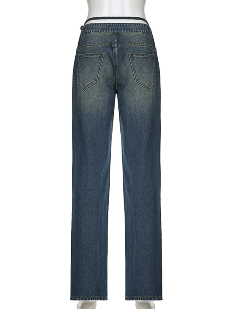High-Waisted Tie-Waist Jeans