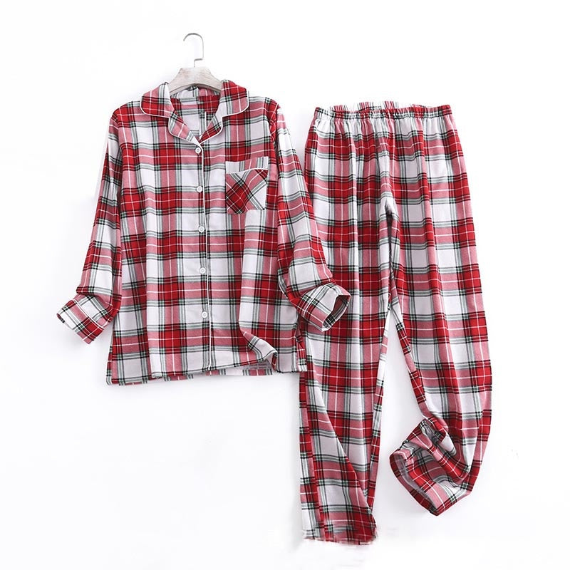 Loose Fit Plaid Long Sleeve Top and Pants Set