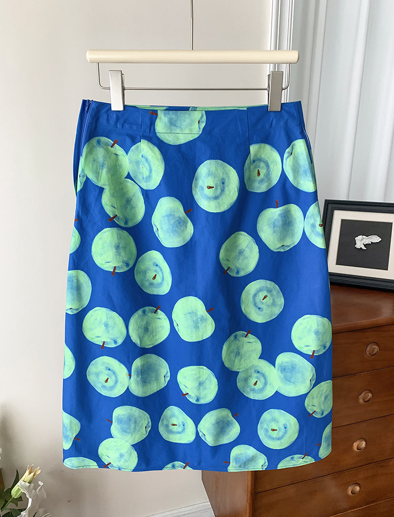 Graphic Apple Midi Skirt