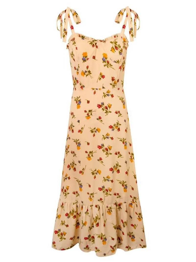 Floral Print Smocked Midi Dress