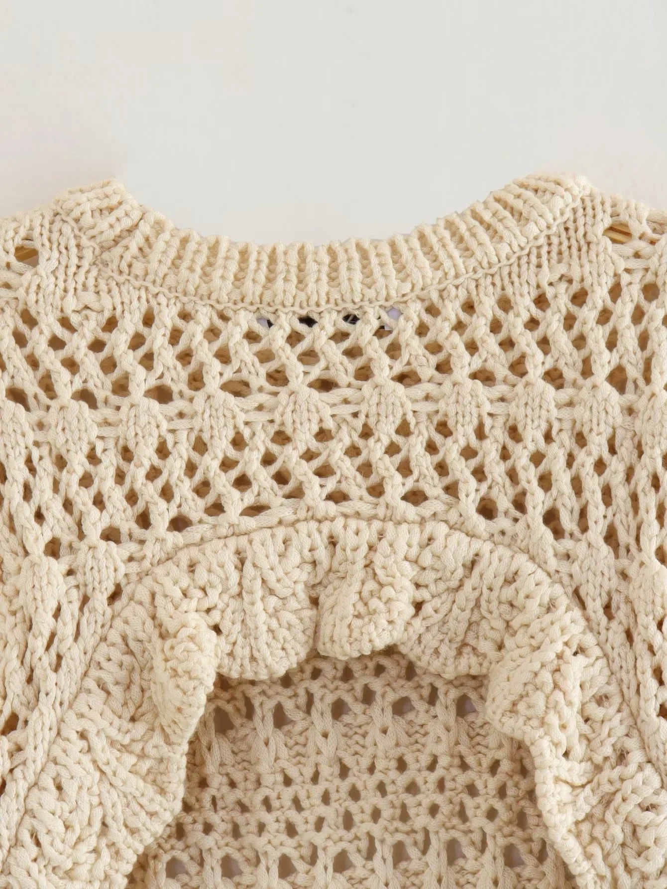 Cropped Eyelet Sweater