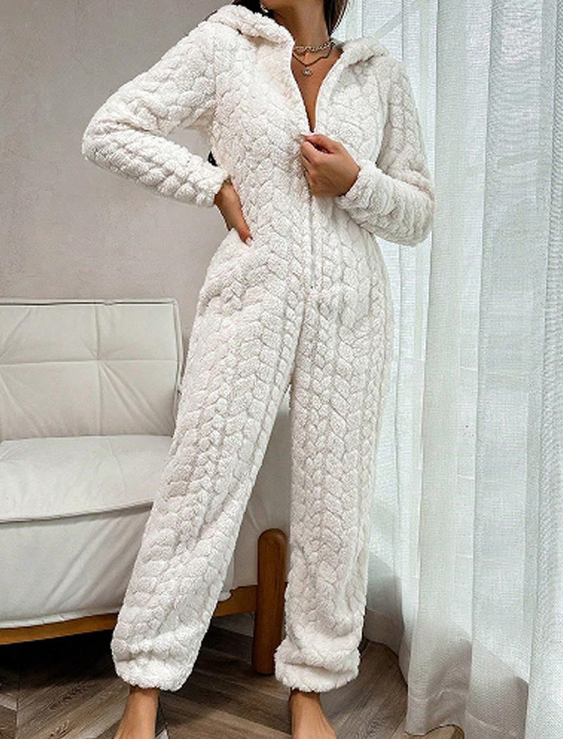 Hooded One-Piece Quilted Jumpsuit