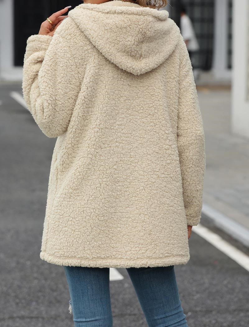 Quilted Detail Sherpa Coat