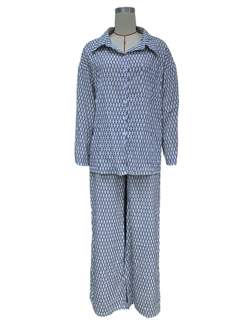 Long Sleeve Collared Shirt and Pants Set