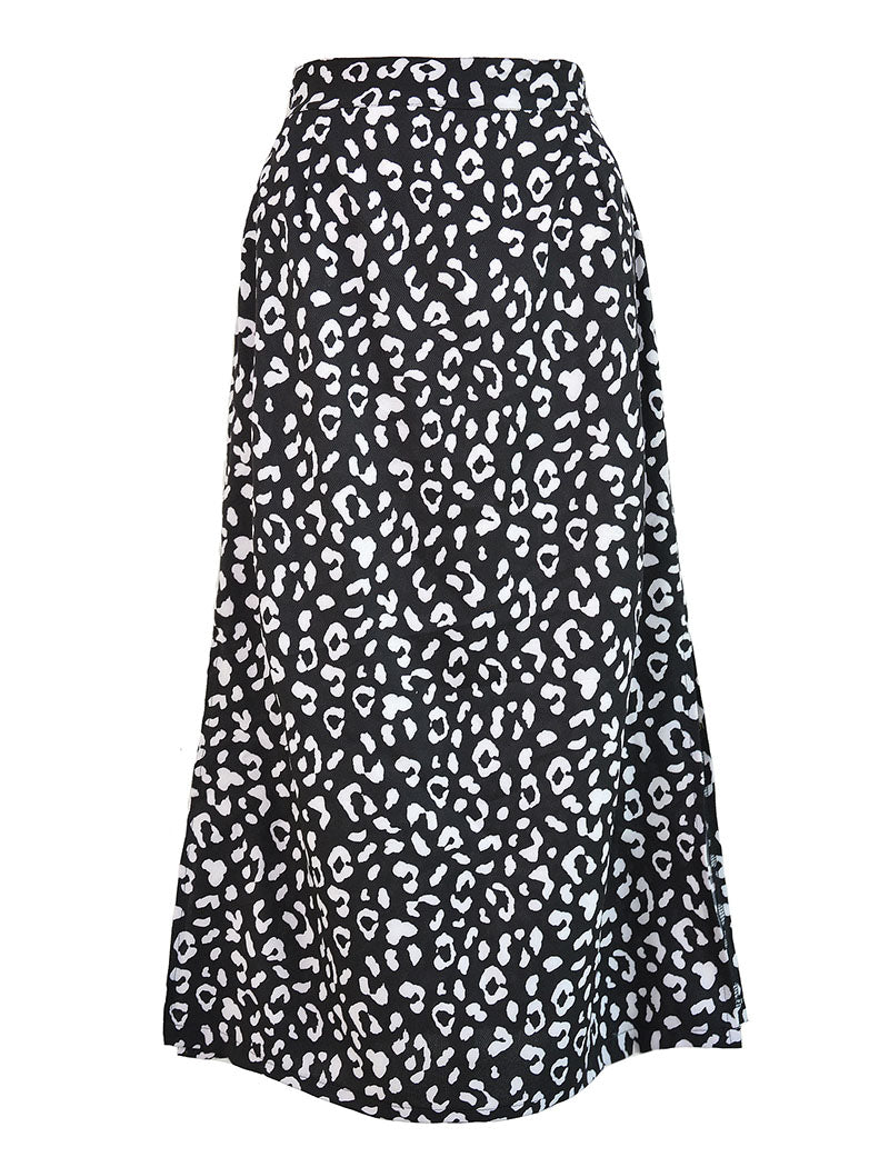 Animal Print Midi Skirt with Side Slit