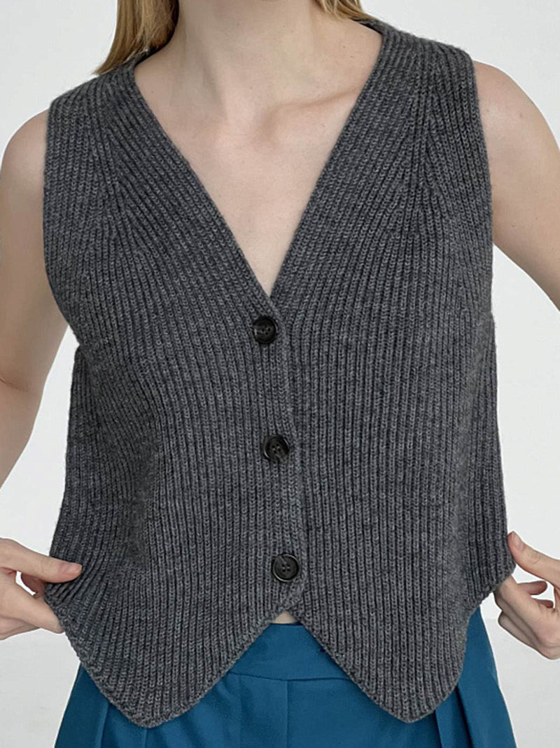 Ribbed Notched Vest